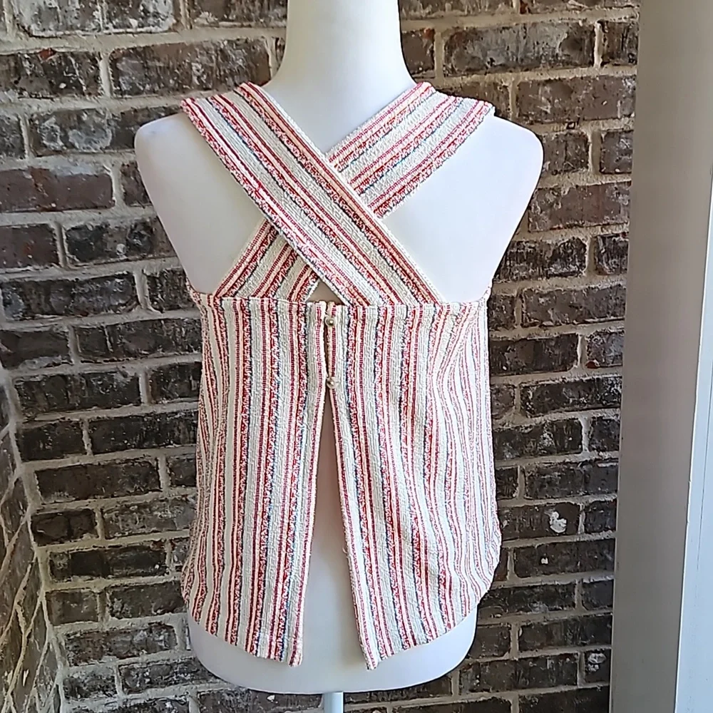 Madewell Bouclé Stripe Cross Back Tank Top - Picture 4 of 4